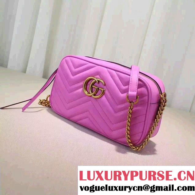Gucci GG Marmont Matelassé Chevron Shoulder Small Bag 447632 Pink 2016