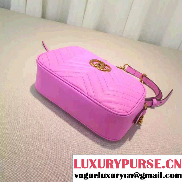 Gucci GG Marmont Matelassé Chevron Shoulder Small Bag 447632 Pink 2016