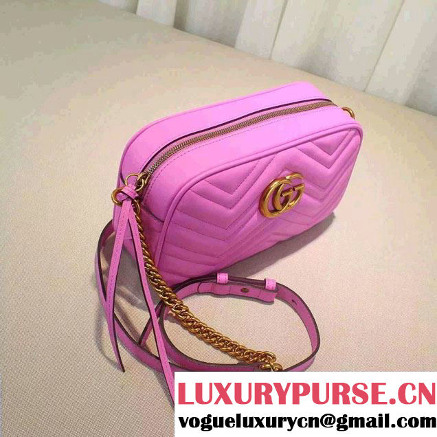 Gucci GG Marmont Matelassé Chevron Shoulder Small Bag 447632 Pink 2016