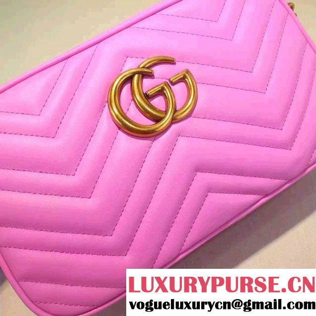 Gucci GG Marmont Matelassé Chevron Shoulder Small Bag 447632 Pink 2016