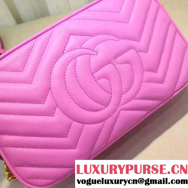 Gucci GG Marmont Matelassé Chevron Shoulder Small Bag 447632 Pink 2016
