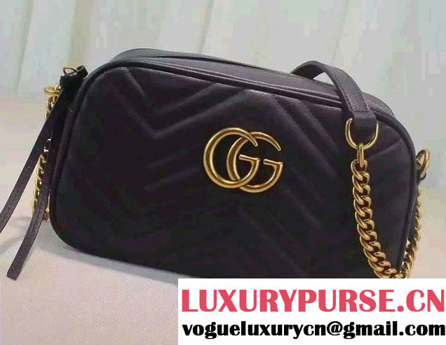 Gucci GG Marmont Matelassé Chevron Shoulder Small Bag 447632 Black 2016