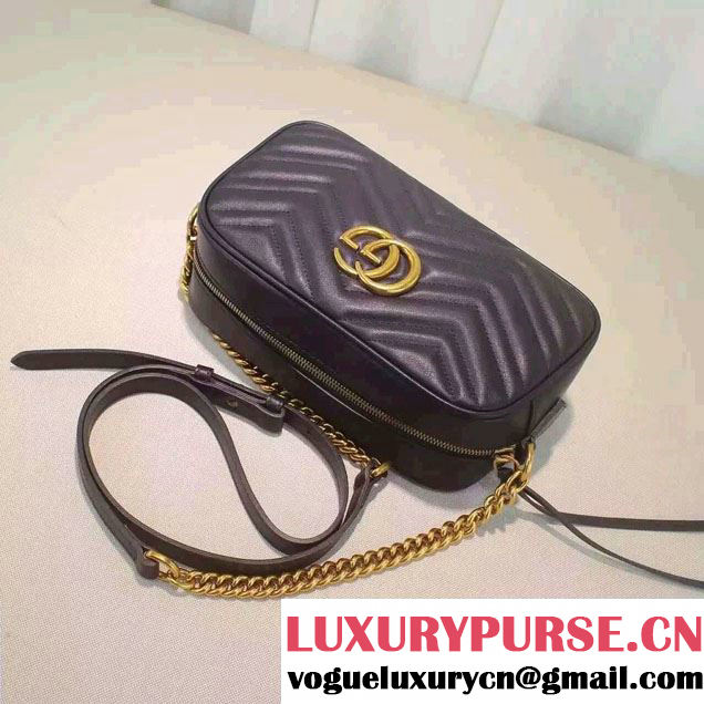 Gucci GG Marmont Matelassé Chevron Shoulder Small Bag 447632 Black 2016