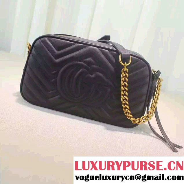 Gucci GG Marmont Matelassé Chevron Shoulder Small Bag 447632 Black 2016
