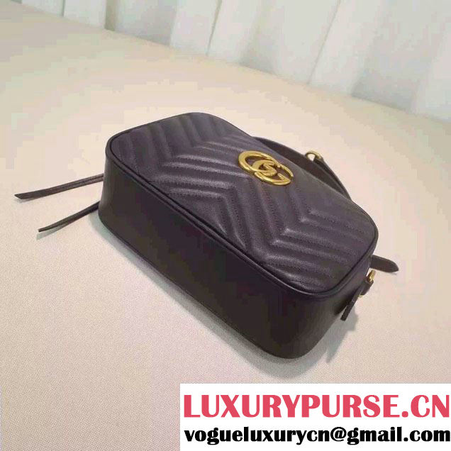 Gucci GG Marmont Matelassé Chevron Shoulder Small Bag 447632 Black 2016