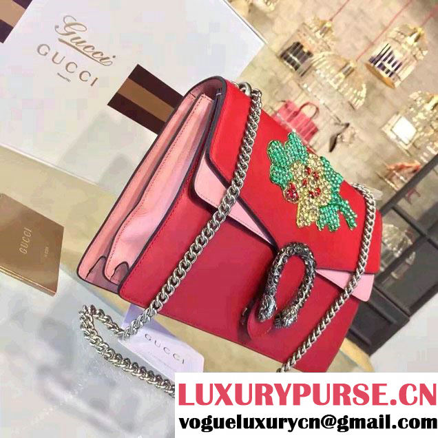 Gucci Dionysus Crystals Embroidered Shoulder Medium Bag 400235 Red 2016