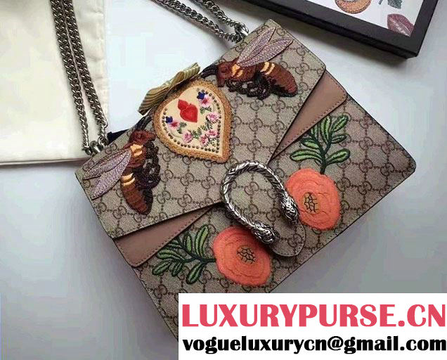 Gucci Bee and Flowers Embroidered Dionysus GG Supreme Medium Bag 400235 2016