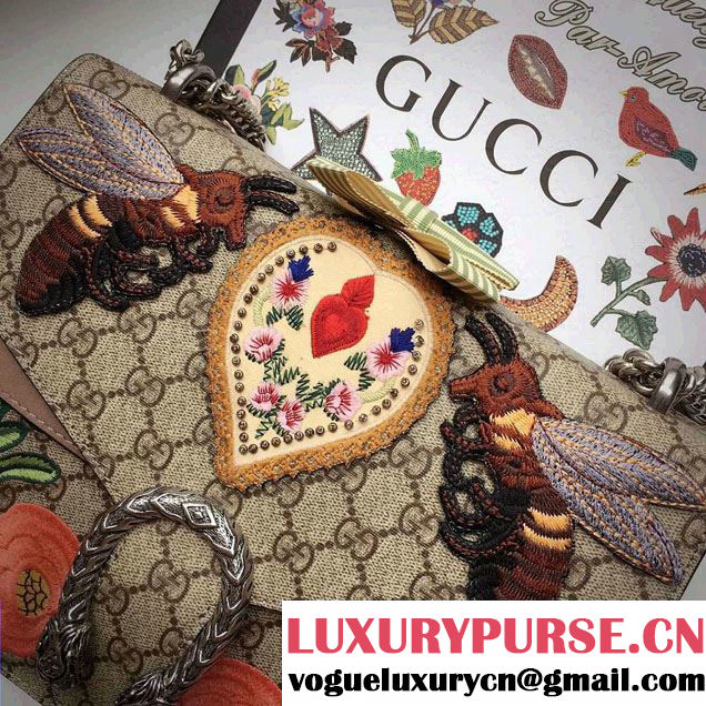 Gucci Bee and Flowers Embroidered Dionysus GG Supreme Medium Bag 400235 2016