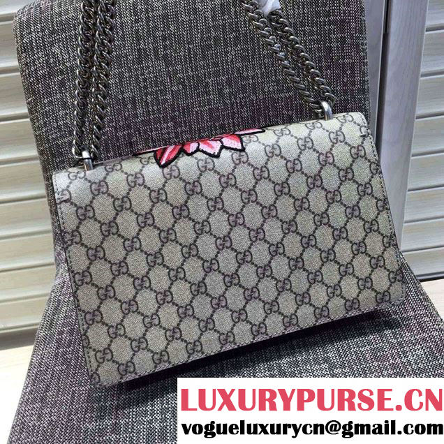 Gucci Lotus and Sequins Heart Embroidered Dionysus GG Supreme Small Bag 400249 2016