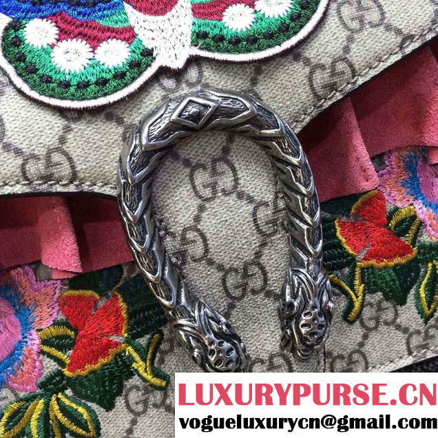 Gucci Butterfly and Flowers Embroidered Dionysus GG Supreme Small Bag 400249 2016