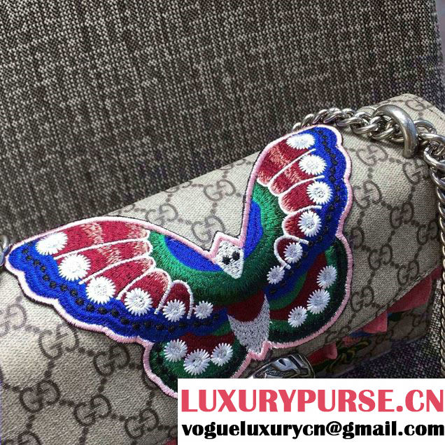 Gucci Butterfly and Flowers Embroidered Dionysus GG Supreme Small Bag 400249 2016