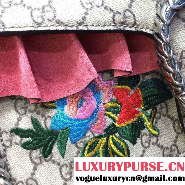 Gucci Butterfly and Flowers Embroidered Dionysus GG Supreme Small Bag 400249 2016