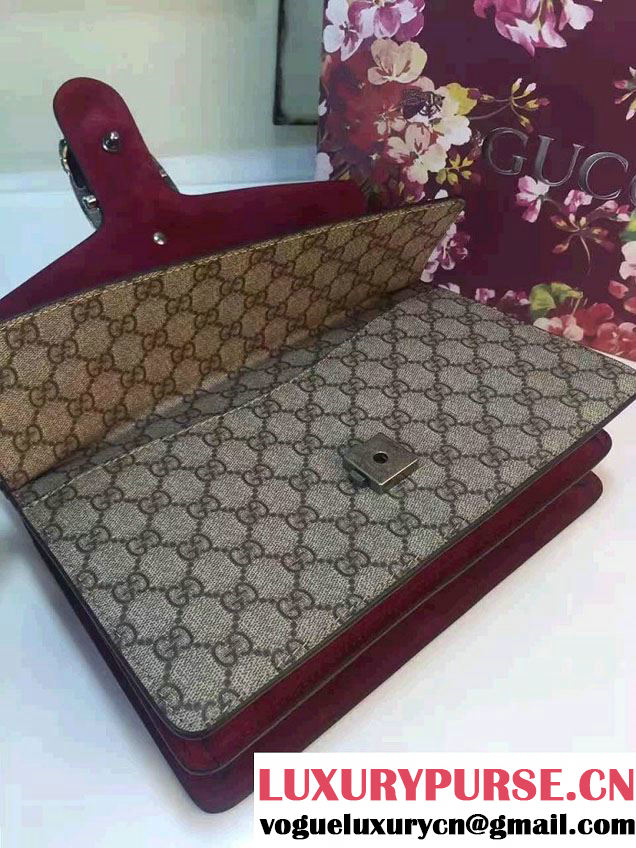 Gucci Dionysus GG Supreme Canvas Shoulder Bag 400249 Burgundy