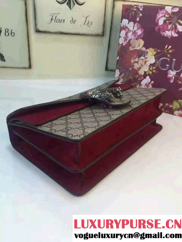 Gucci Dionysus GG Supreme Canvas Shoulder Bag 400249 Burgundy