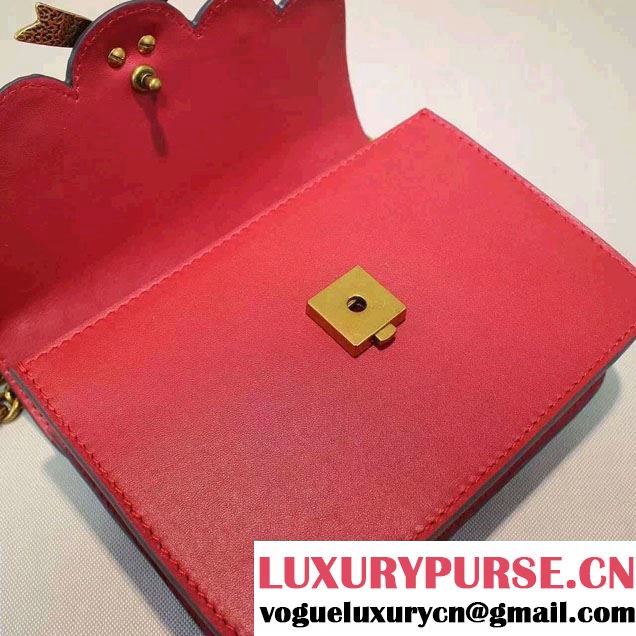 Gucci Pearl Studs and Bow Leather Chain Shoulder Small Bag 432281 Red 2016