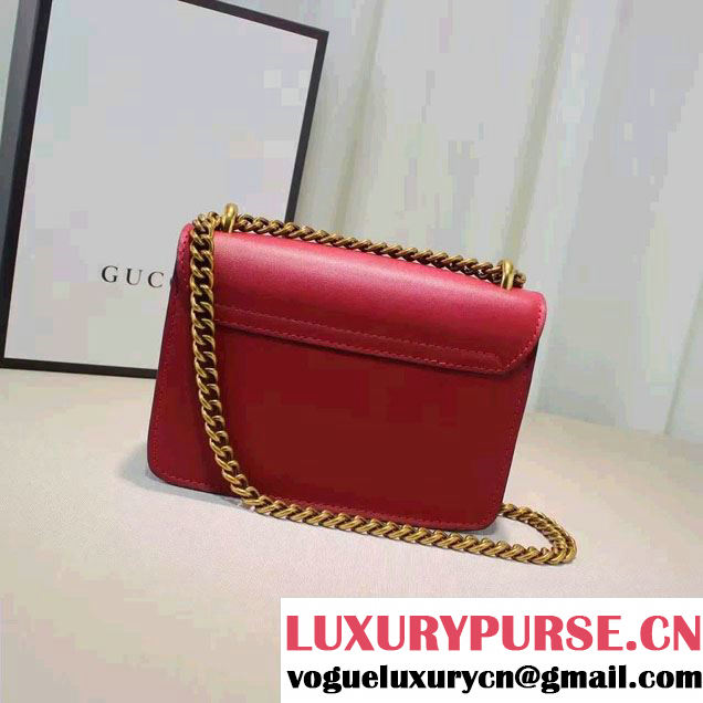 Gucci Pearl Studs and Bow Leather Chain Shoulder Small Bag 432281 Red 2016