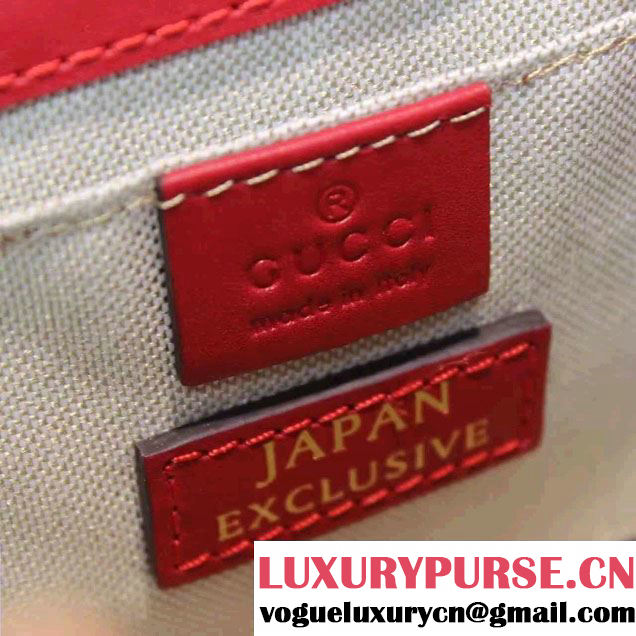 Gucci Pearl Studs and Bow Leather Chain Shoulder Small Bag 432281 Red 2016