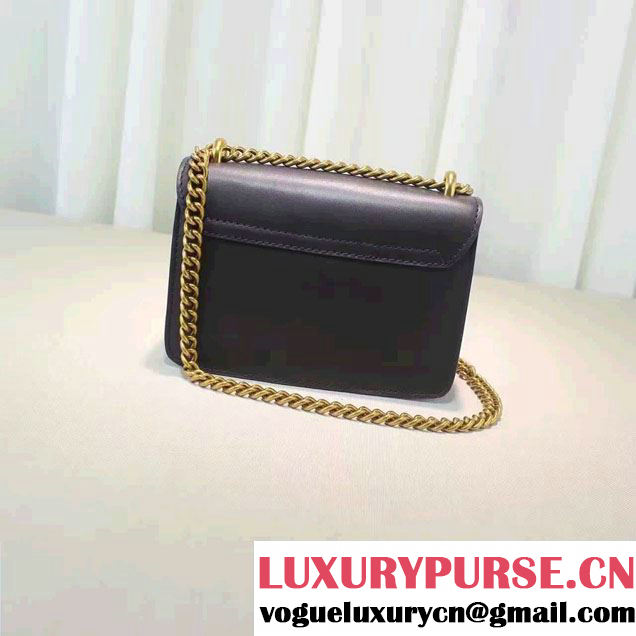 Gucci Pearl Studs and Bow Leather Chain Shoulder Small Bag 432281 Black 2016