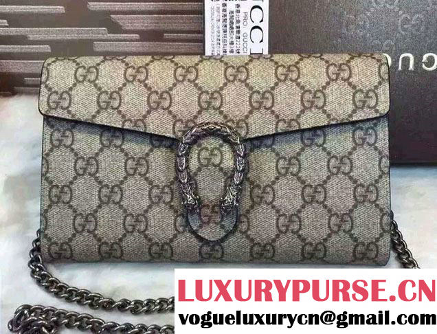 Gucci Dionysus Mini Chain Wallet Bag 401231 GG Supreme Apricot 2016