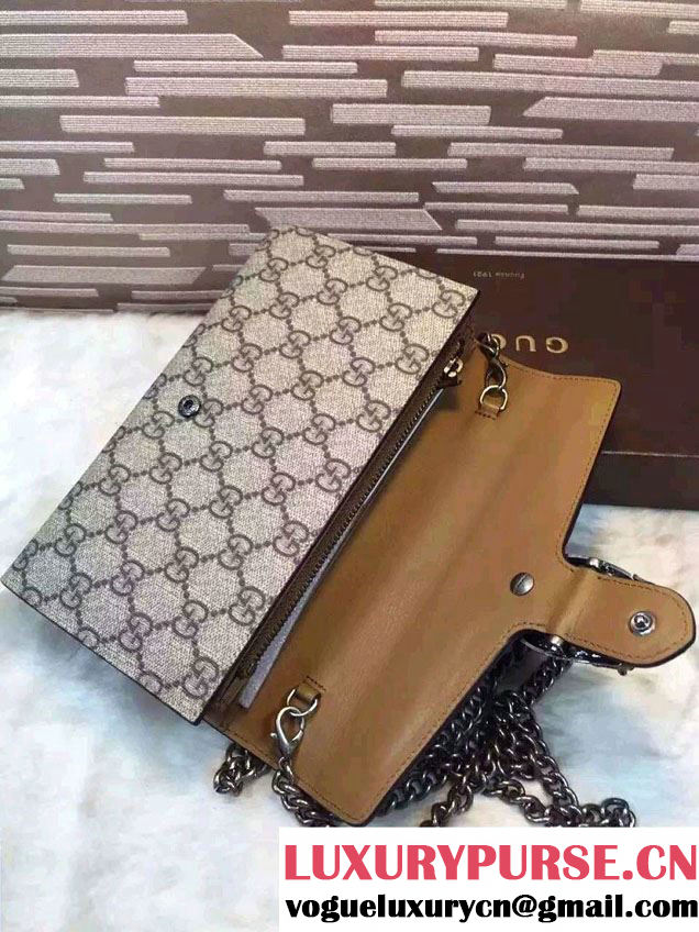 Gucci Dionysus Mini Chain Wallet Bag 401231 GG Supreme Apricot 2016