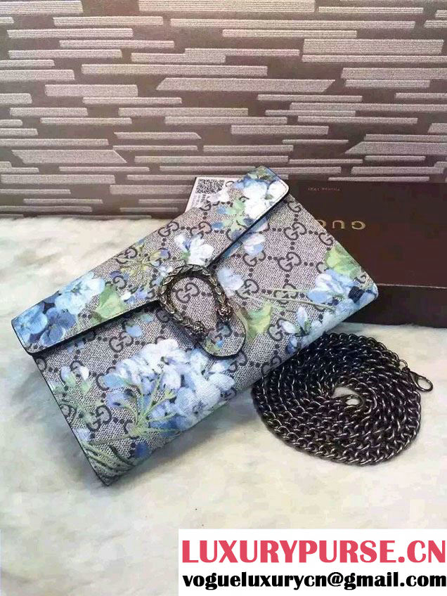 Gucci Dionysus Mini Chain Wallet Bag 401231 Blue Blooms 2016