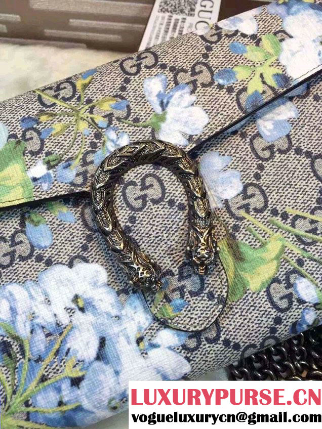 Gucci Dionysus Mini Chain Wallet Bag 401231 Blue Blooms Red 2016