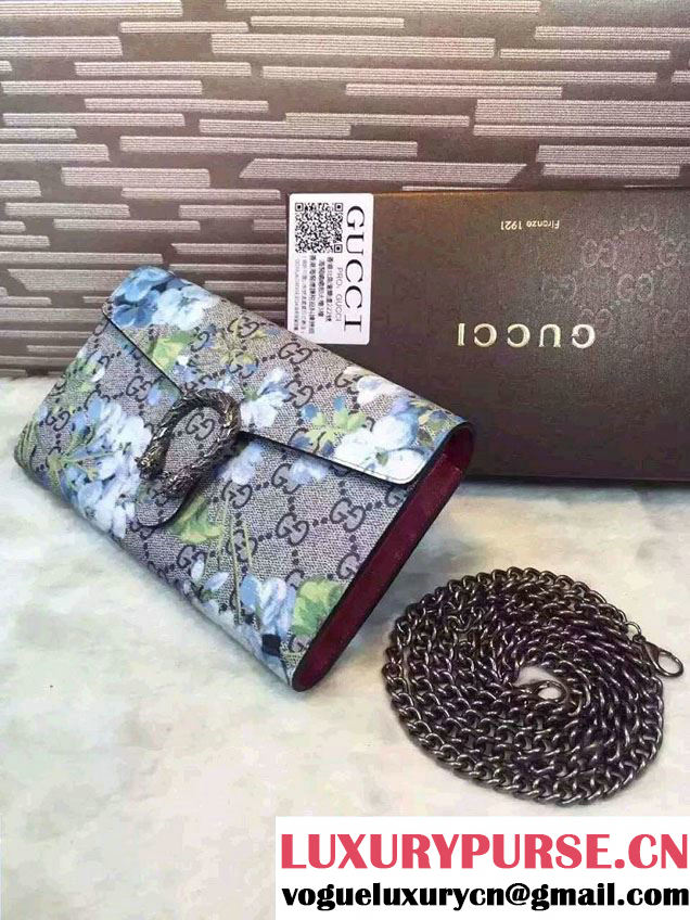 Gucci Dionysus Mini Chain Wallet Bag 401231 Blue Blooms Red 2016