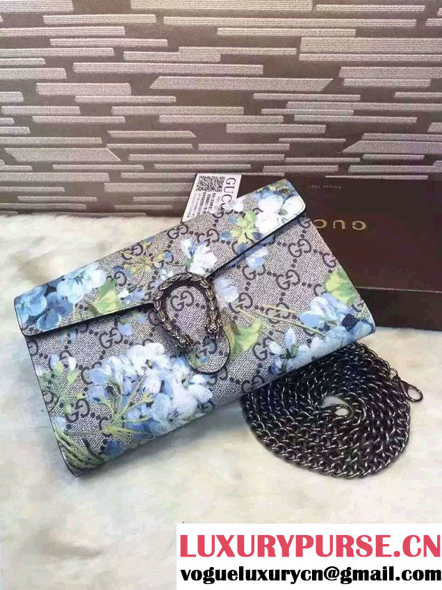 Gucci Dionysus Mini Chain Wallet Bag 401231 Blue Blooms Red 2016