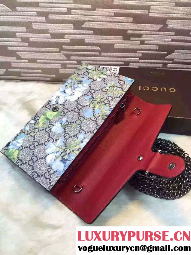 Gucci Dionysus Mini Chain Wallet Bag 401231 Blue Blooms Red 2016