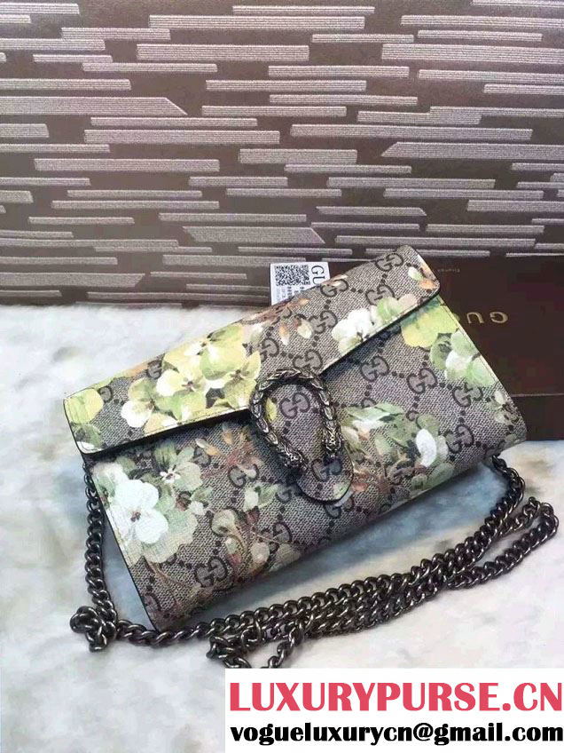 Gucci Dionysus Mini Chain Wallet Bag 401231 Green Blooms 2016