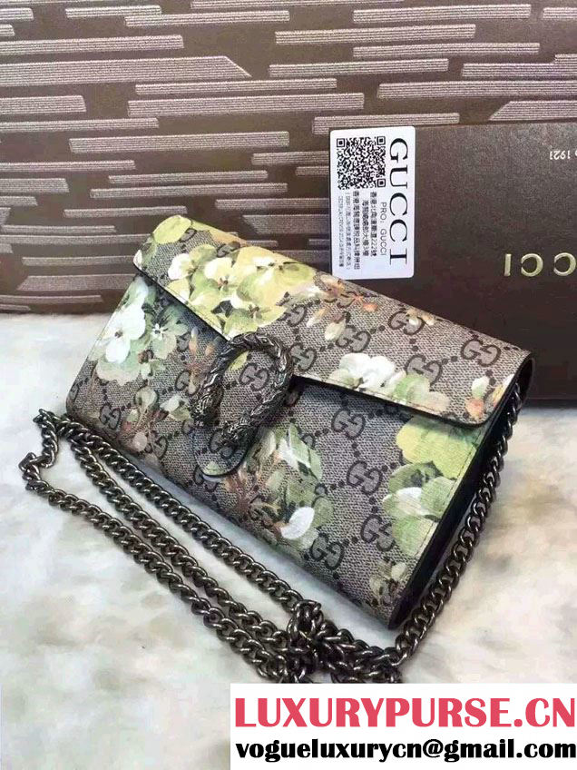 Gucci Dionysus Mini Chain Wallet Bag 401231 Green Blooms 2016