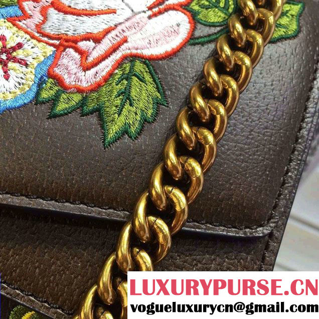 Gucci Dionysus Embroidered Owl Crystal And Flower Shoulder Medium Bag Brown 400235 2016