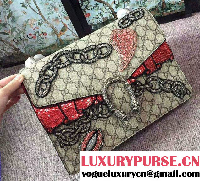 Gucci Dionysus Embroidered Chain And Heart Shoulder Medium Bag 403348/400235 2016