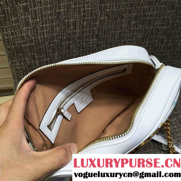 Gucci GG GucciGhost Marmont Matelassé Chevron Shoulder Medium Bag 443499/432582 White 2016