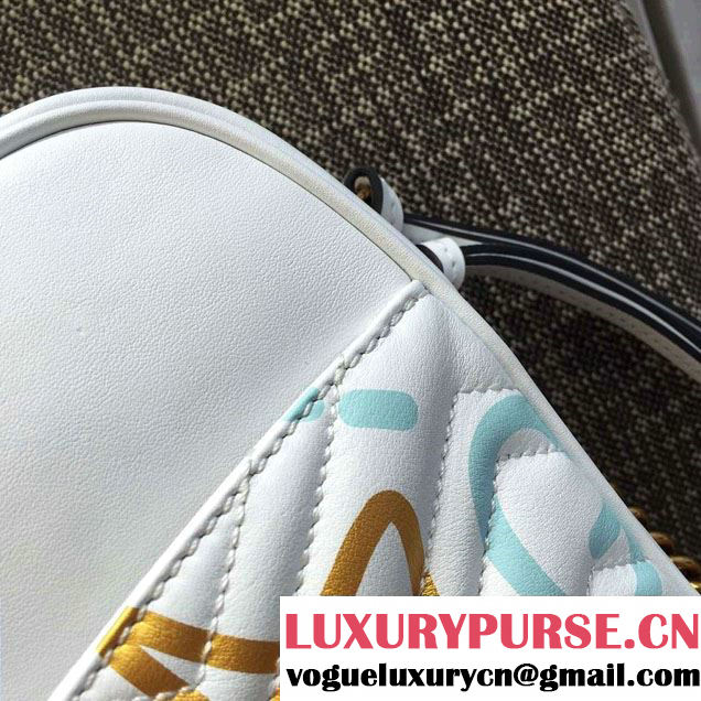 Gucci GG GucciGhost Marmont Matelassé Chevron Shoulder Medium Bag 443499/432582 White 2016