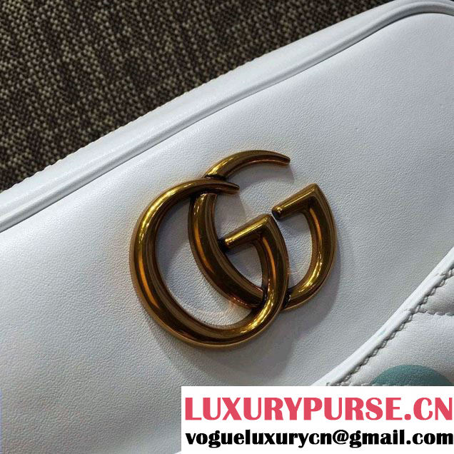 Gucci GG GucciGhost Marmont Matelassé Chevron Shoulder Medium Bag 443499/432582 White 2016