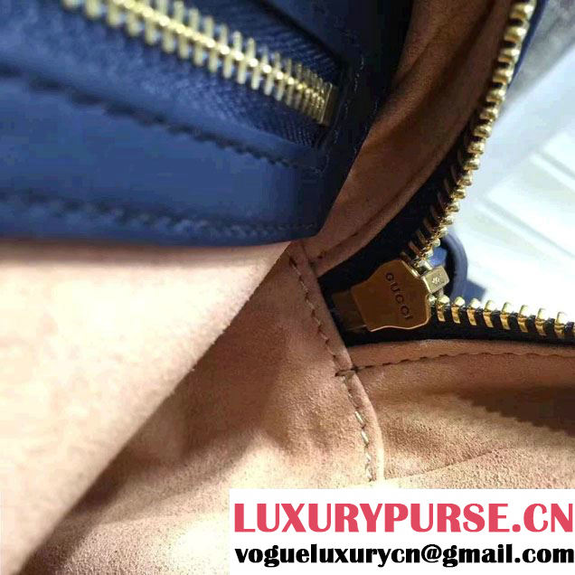 Gucci GG GucciGhost Marmont Matelassé Chevron Shoulder Medium Bag 443499/432582 Blue 2016