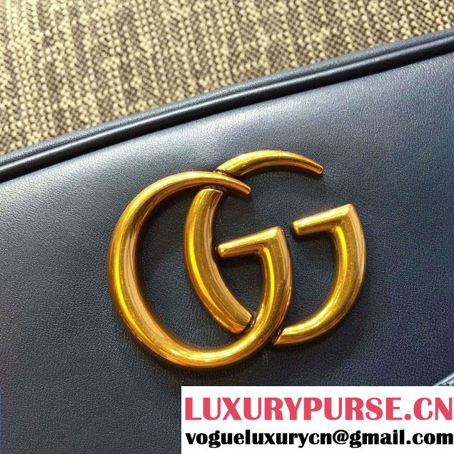 Gucci GG GucciGhost Marmont Matelassé Chevron Shoulder Medium Bag 443499/432582 Blue 2016