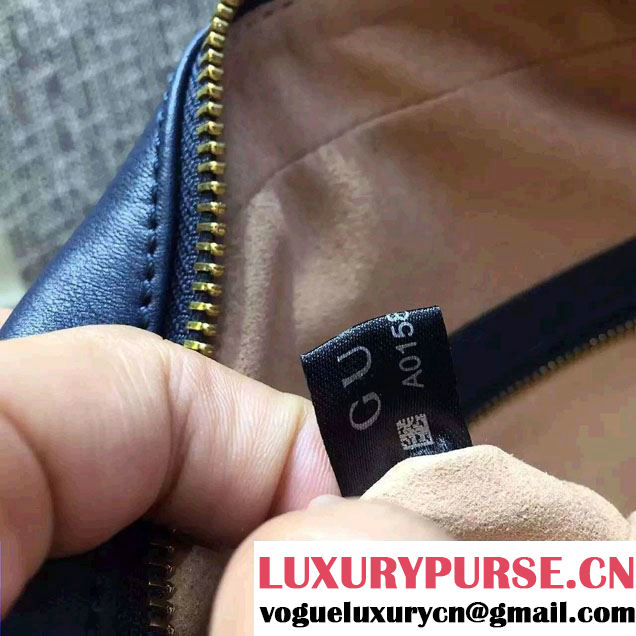 Gucci GG GucciGhost Marmont Matelassé Chevron Shoulder Medium Bag 443499/432582 Blue 2016