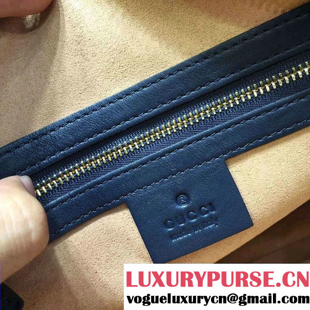 Gucci GG GucciGhost Marmont Matelassé Chevron Shoulder Medium Bag 443499/432582 Blue 2016