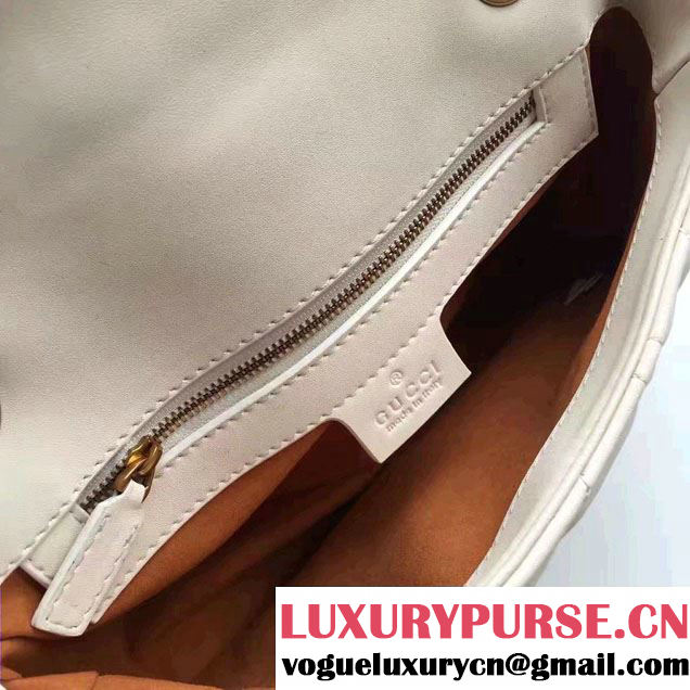 Gucci Pearl Logo GG Marmont Matelassé Chevron Small Chain Shoulder Bag 443497 White 2016