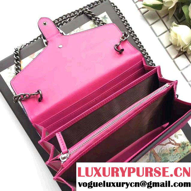 Gucci Dionysus Suede Mini Chain Wallet Bag 401231 Fushia 2016