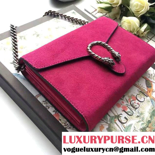 Gucci Dionysus Suede Mini Chain Wallet Bag 401231 Fushia 2016