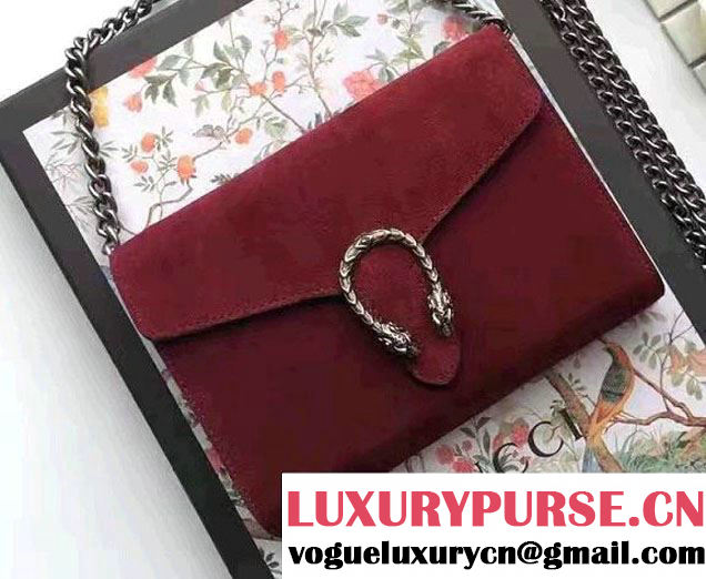 Gucci Dionysus Suede Mini Chain Wallet Bag 401231 Burgundy 2016