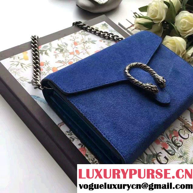 Gucci Dionysus Suede Mini Chain Wallet Bag 401231 Blue 2016