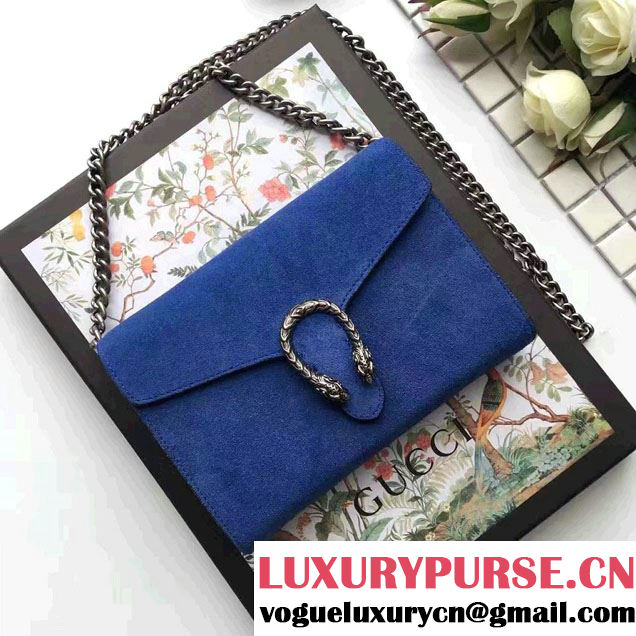 Gucci Dionysus Suede Mini Chain Wallet Bag 401231 Blue 2016