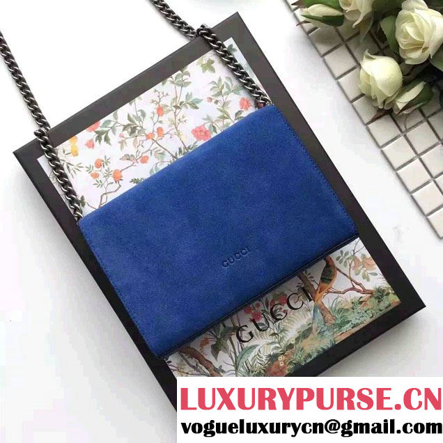 Gucci Dionysus Suede Mini Chain Wallet Bag 401231 Blue 2016