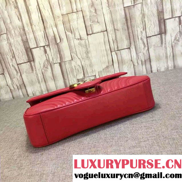 Gucci GG Marmont Matelassé Chevron Medium Chain Shoulder Bag 443496 Red 2016