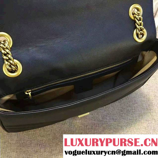 Gucci GG Marmont Matelassé Chevron Medium Chain Shoulder Bag 443496 Black 2016