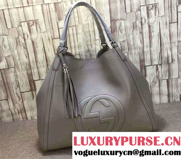 Gucci Soho Leather Shoulder Large Bag 282308 Gray